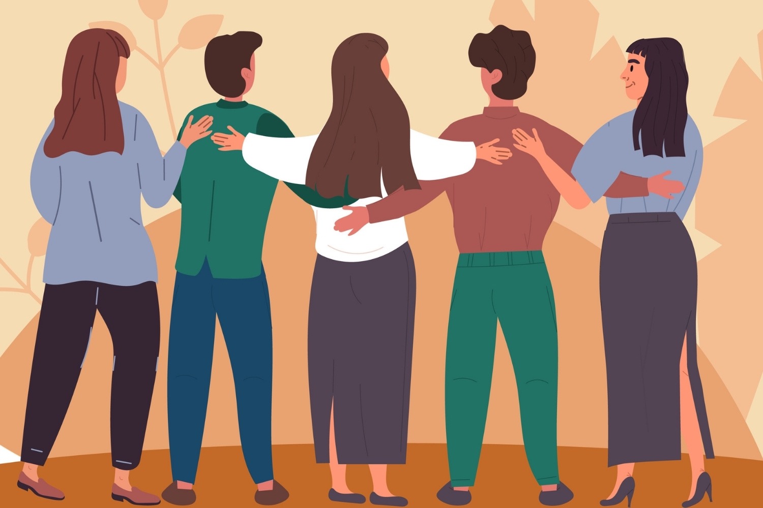 a group of friends hugging